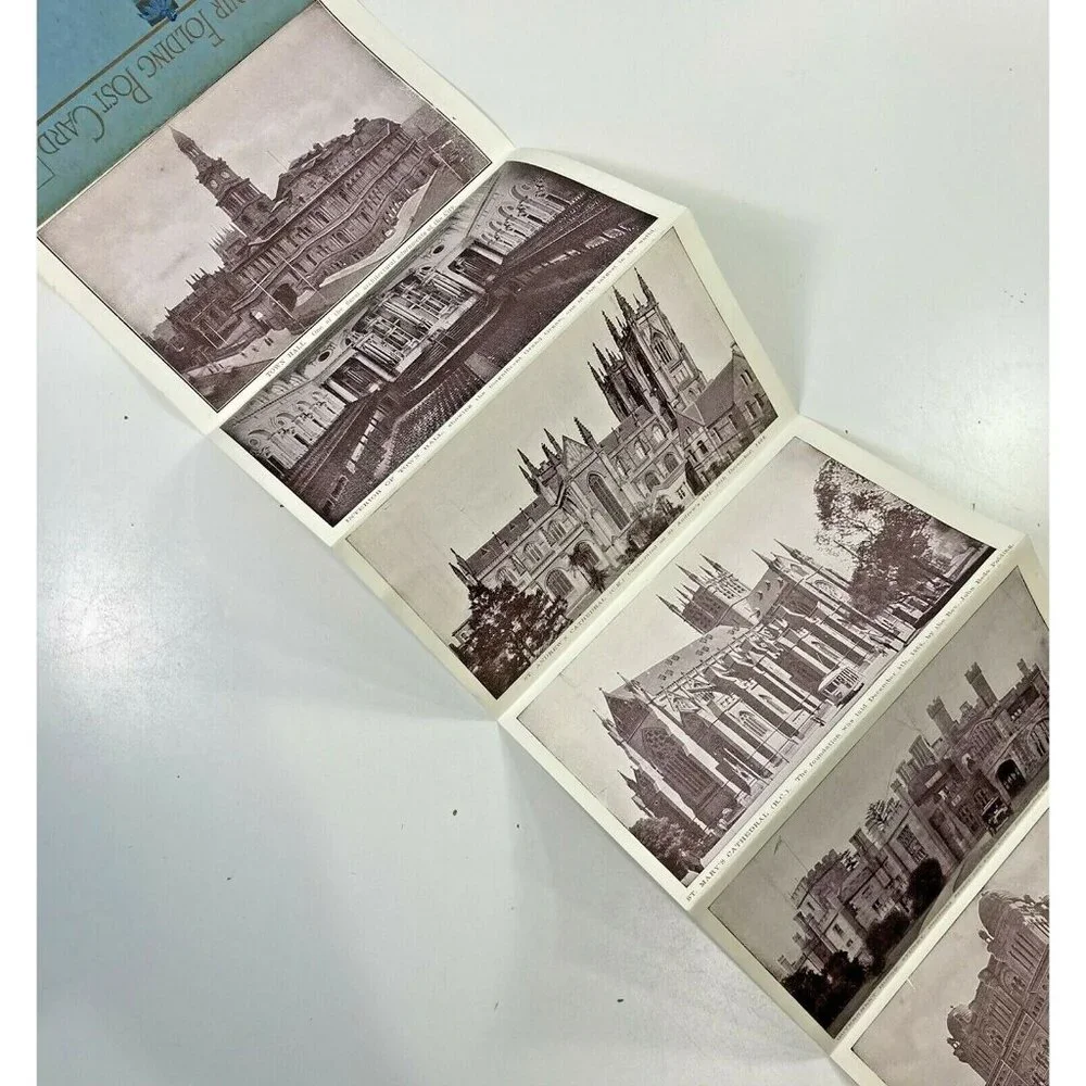 Sydney Australia Postcards 22 Picture Print Fold Out Unposted Blue Gold 1900s